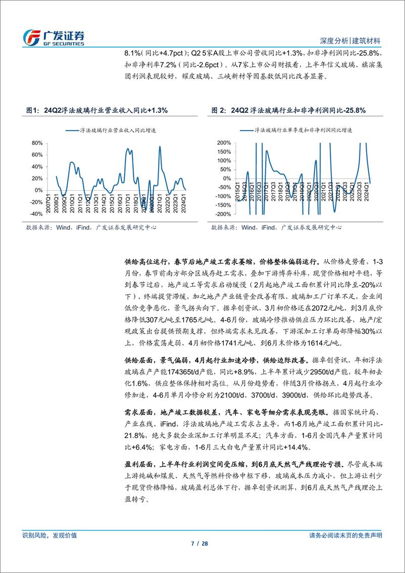 《玻璃玻纤行业2024年中报总结：Q2景气结构性分化，下半年关注供给端调整-240908-广发证券-28页》 - 第7页预览图