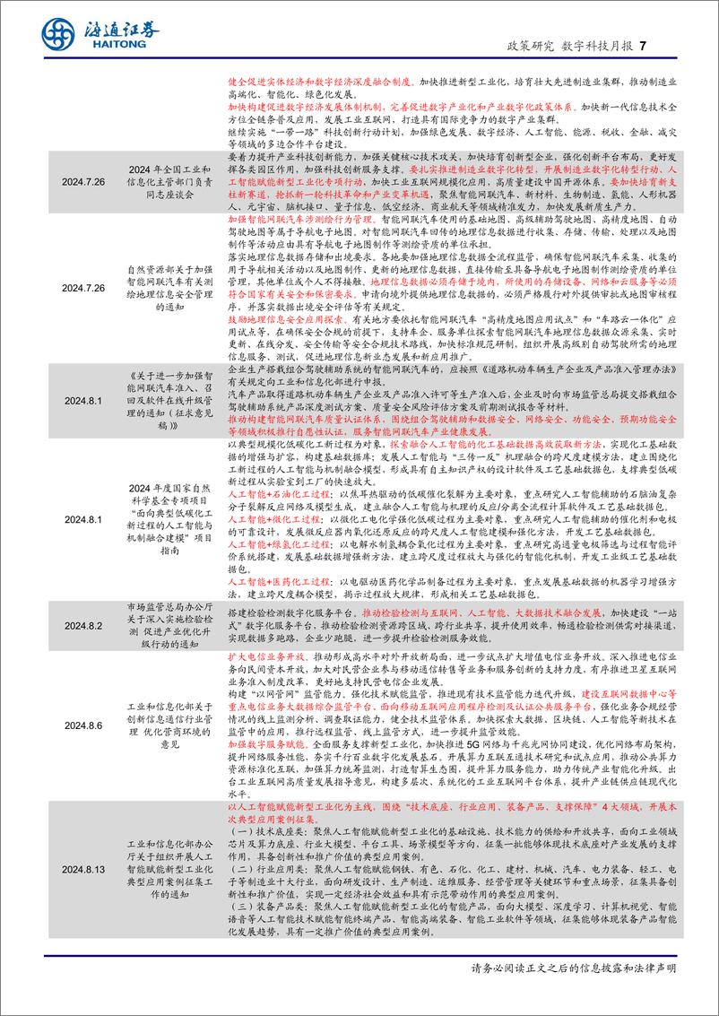 《数字科技月报-构建多层次AI产业政策体系：中央与地方协同推进及法制建设加速展望-240823-海通证券-38页》 - 第7页预览图