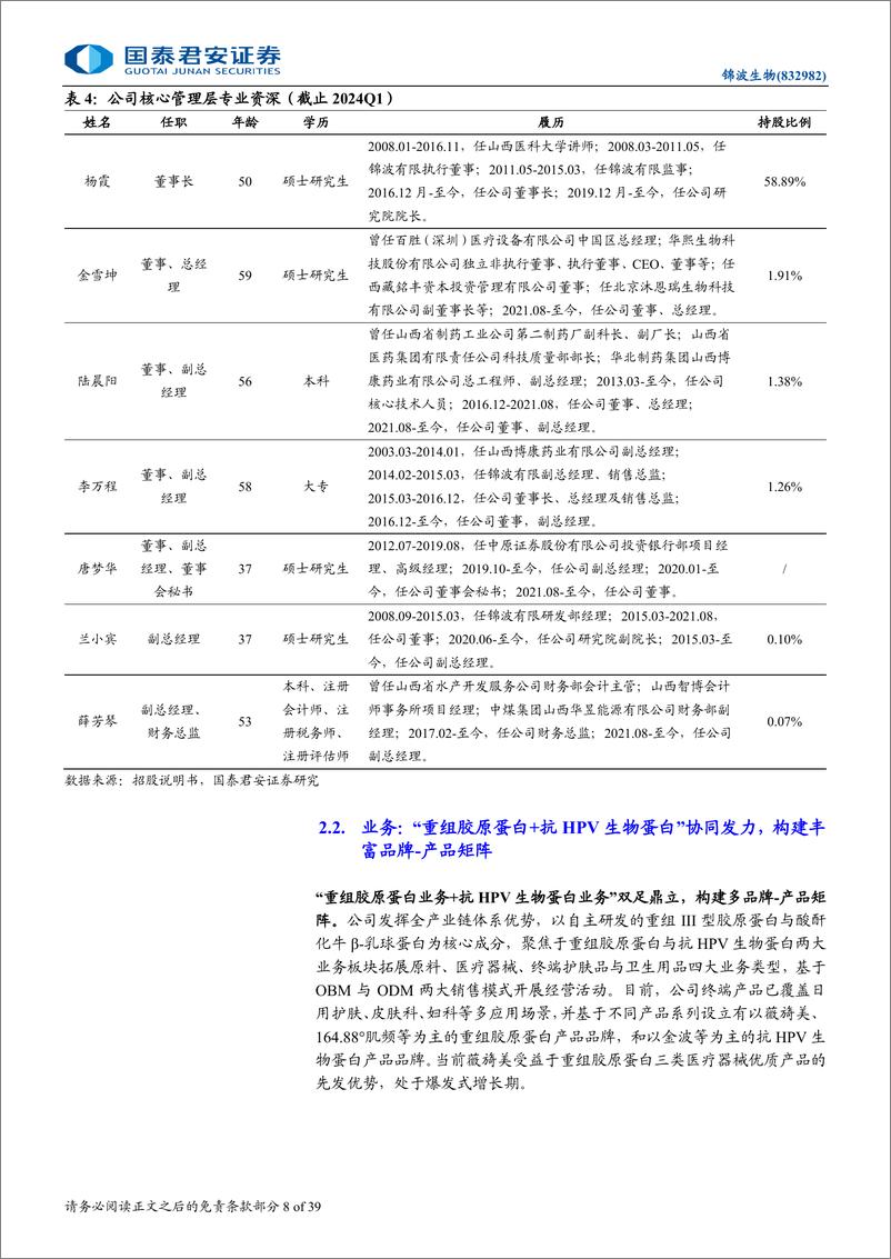 《锦波生物(832982)首次覆盖报告：重组胶原蛋白领军者，薇旖美放量驱动高增-240730-国泰君安-13页》 - 第8页预览图