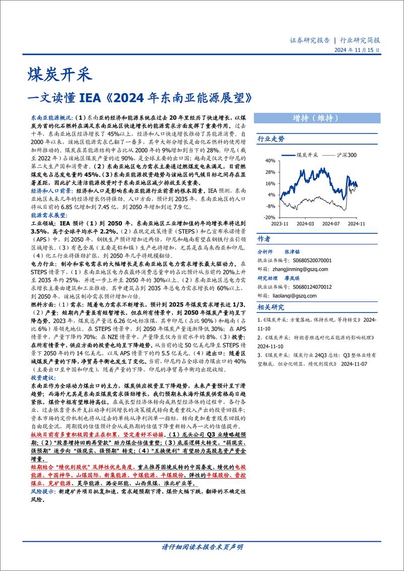 煤炭开采行业研究简报：一文读懂IEA《2024年东南亚能源展望》-241115-国盛证券-12页 - 第1页预览图