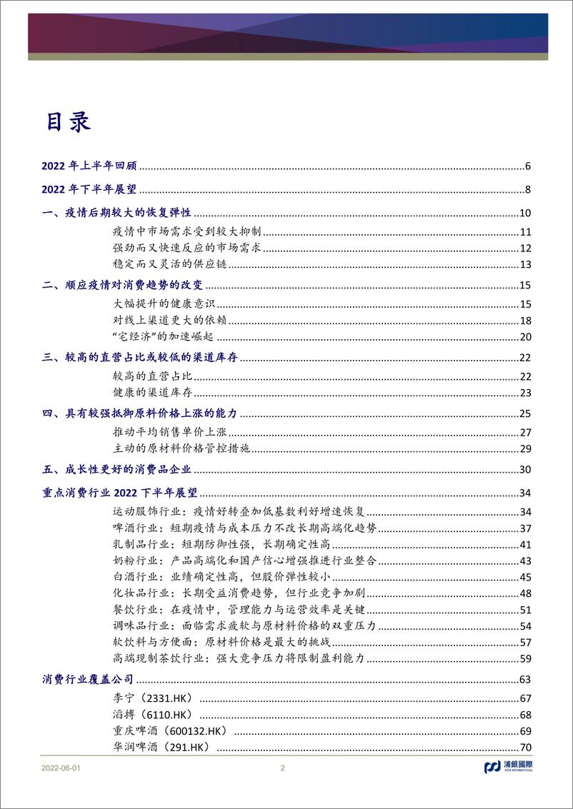 《消费行业2022年中期展望：进入疫情下半场，建议逐步由守转攻-20220601-浦银国际-78页》 - 第3页预览图