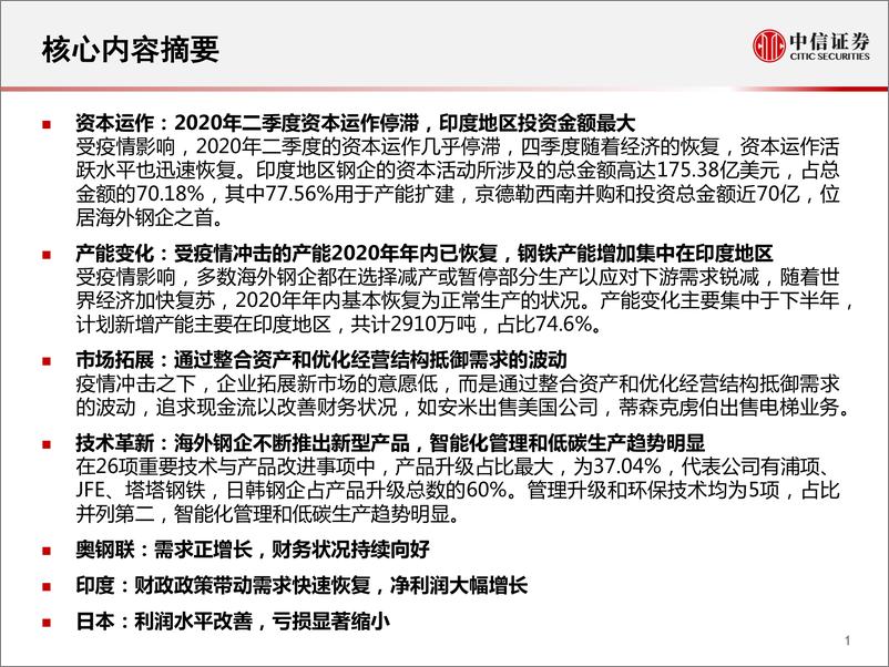 《钢铁行业海外钢铁集团观察2020：积极应对疫情冲击，韧性中积蓄复苏反弹势能-20210624-中信证券-33页》 - 第2页预览图