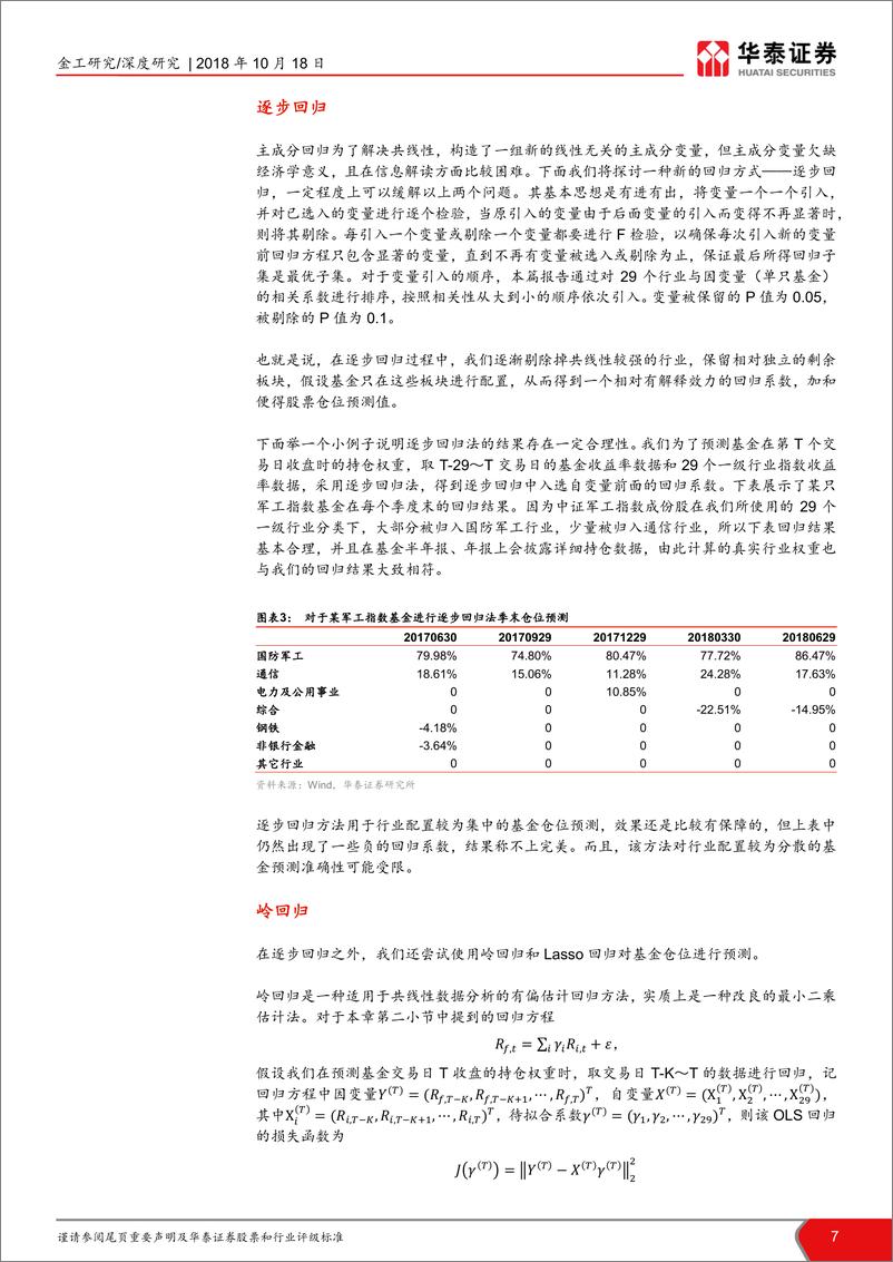 《华泰证2018101华泰证券基金仓位分析专题报告：基于回归法的基金持股仓位测算》 - 第7页预览图