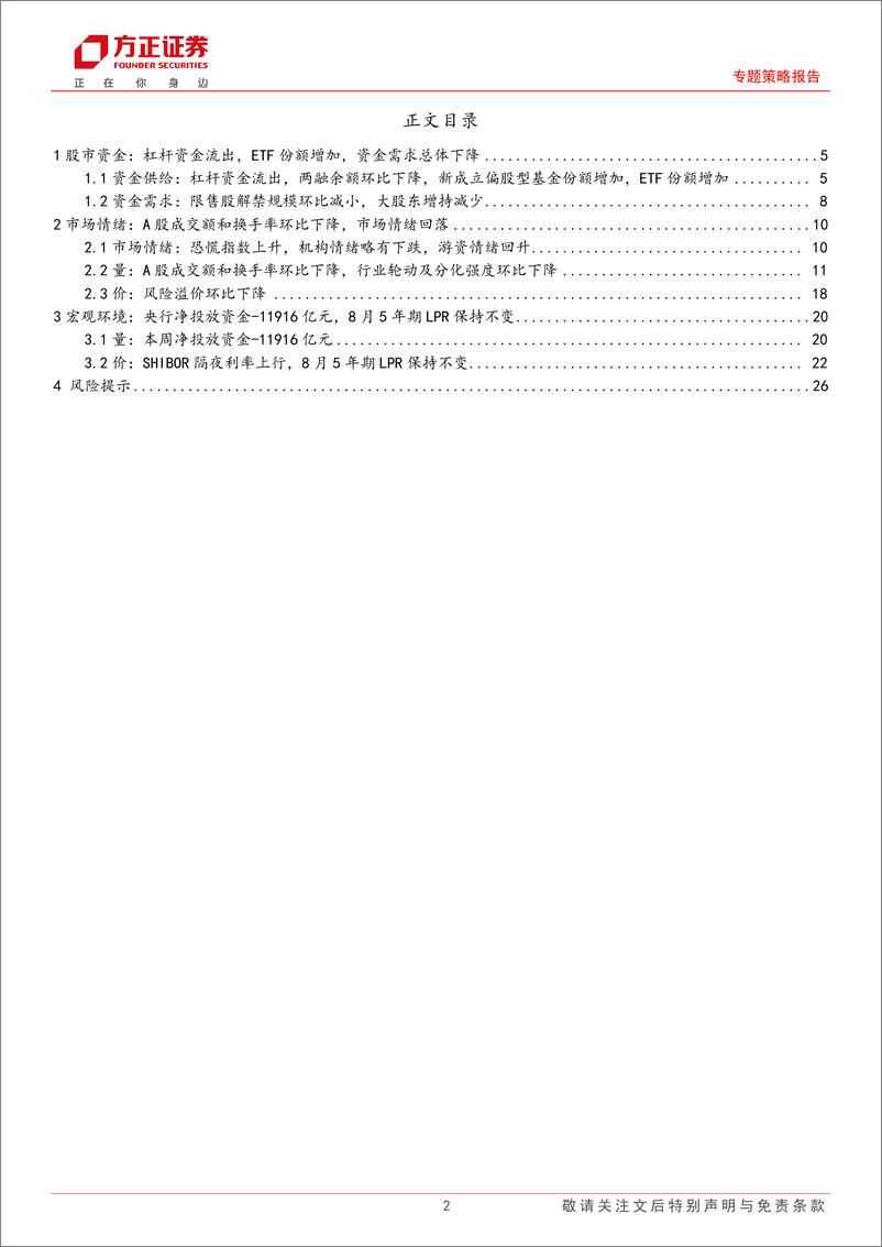 《流动性跟踪(9月第1期)：股市资金面收紧，市场情绪回落-240909-方正证券-27页》 - 第2页预览图