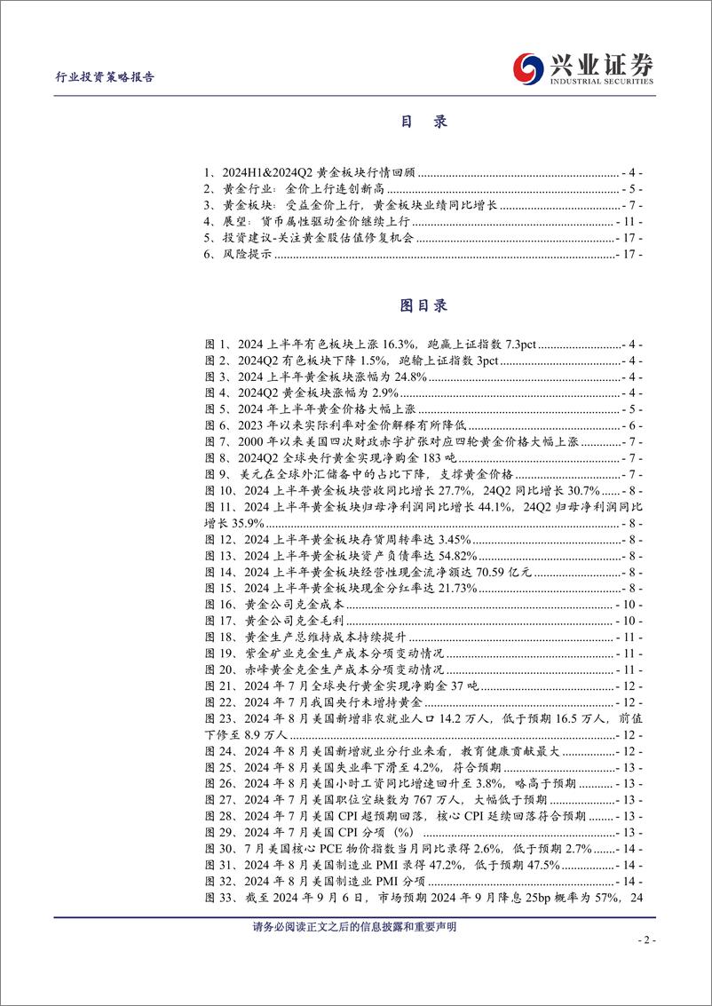 《黄金行业2024年中报总结及展望：金价持续上行，关注黄金股估值修复机会-240908-兴业证券-18页》 - 第2页预览图