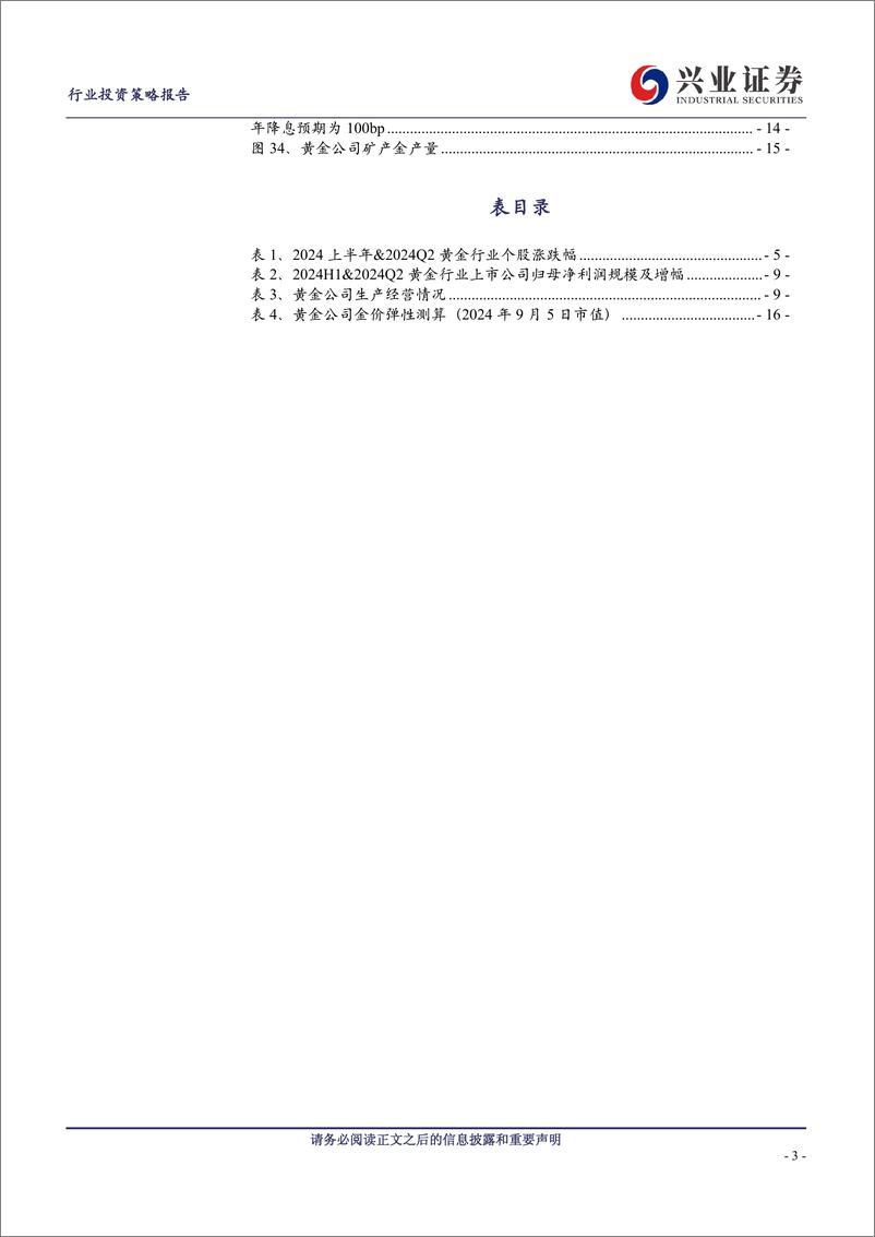 《黄金行业2024年中报总结及展望：金价持续上行，关注黄金股估值修复机会-240908-兴业证券-18页》 - 第3页预览图