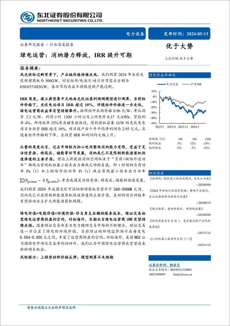 《绿电运营：消纳潜力释放，IRR提升可期》 - 第1页预览图