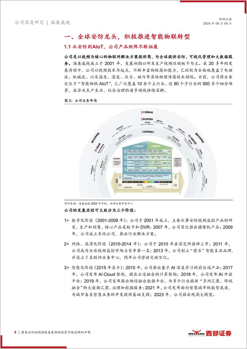 《海康威视(002415)公司深度：智能物联领导者，积极赋能数字化转型-240904-西部证券-32页》 - 第8页预览图