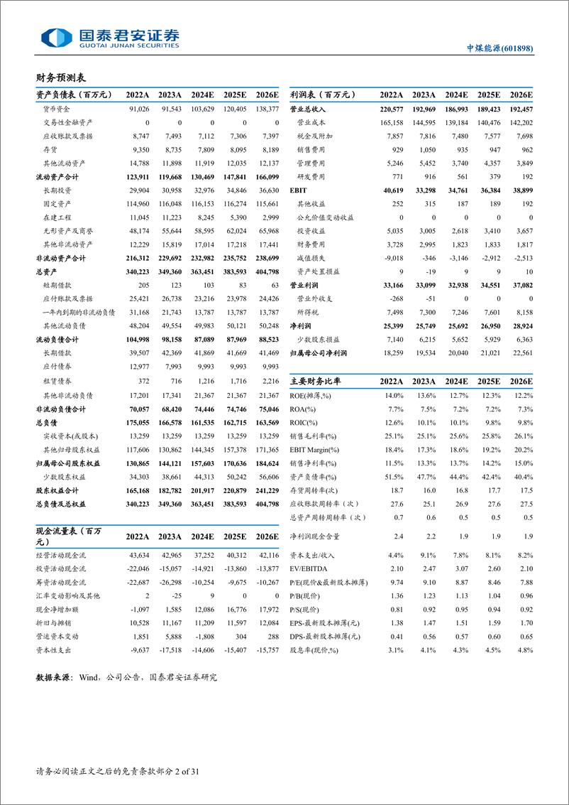 《中煤能源(601898)深度研究：国改排头兵，踏上征途-241102-国泰君安-31页》 - 第2页预览图