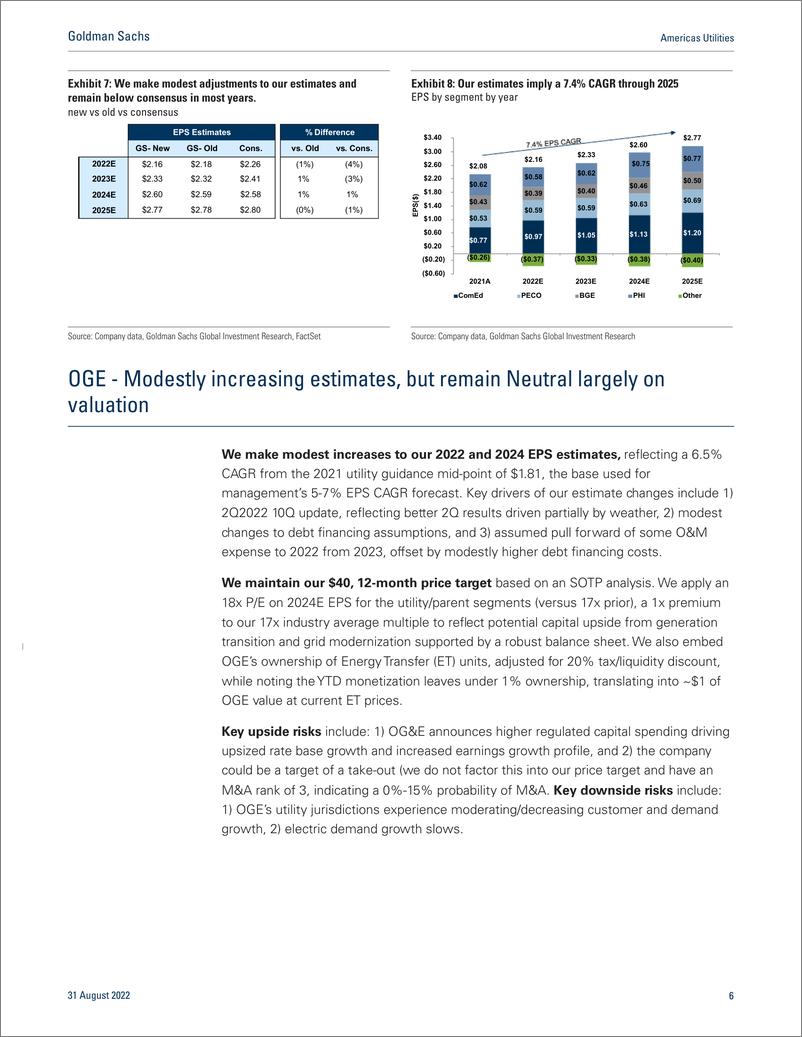 《Americas Utilitie Updating estimates for a few Neutral-rated utilities following 2Q(1)》 - 第7页预览图