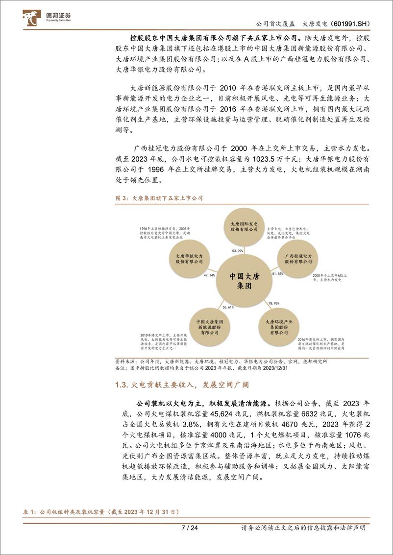 《大唐发电(601991)火电龙头盈利修复，积极发展新能源-240815-德邦证券-24页》 - 第7页预览图