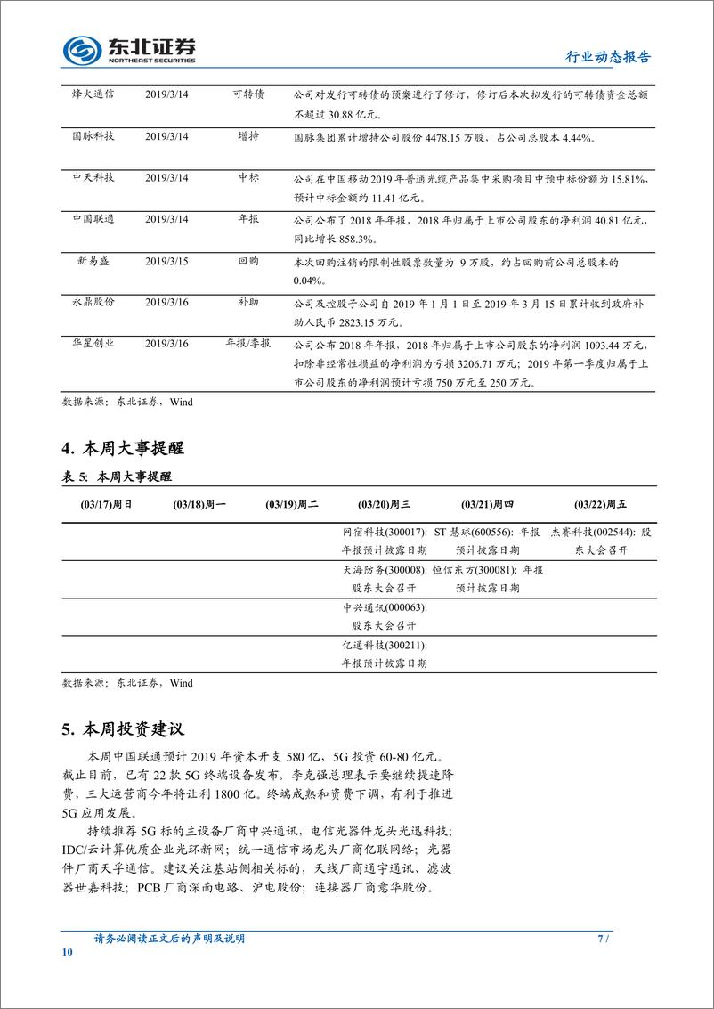 《通信行业：中国联通公布2019年资本开支预算，启动5G投资建设-20190317-东北证券-10页》 - 第8页预览图