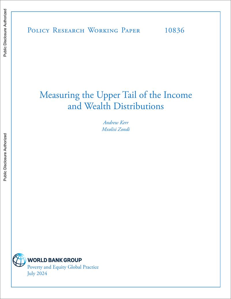 《世界银行-衡量收入和财富分配的上尾部（英）-2024.7-40页》 - 第1页预览图