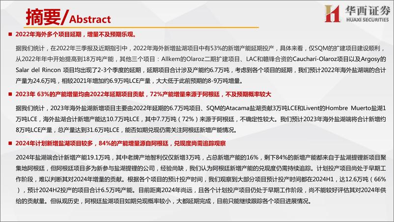 《环保有色行业海外锂资源企业近况总结之盐湖篇：2023年海外盐湖端增量有限，2024年增量情况较难判断-20230310-华西证券-54页》 - 第3页预览图