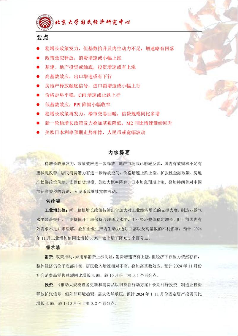 《预测报告：政策效应释放，经济恢复继续-241202-北京大学国民经济研究中心-14页》 - 第2页预览图