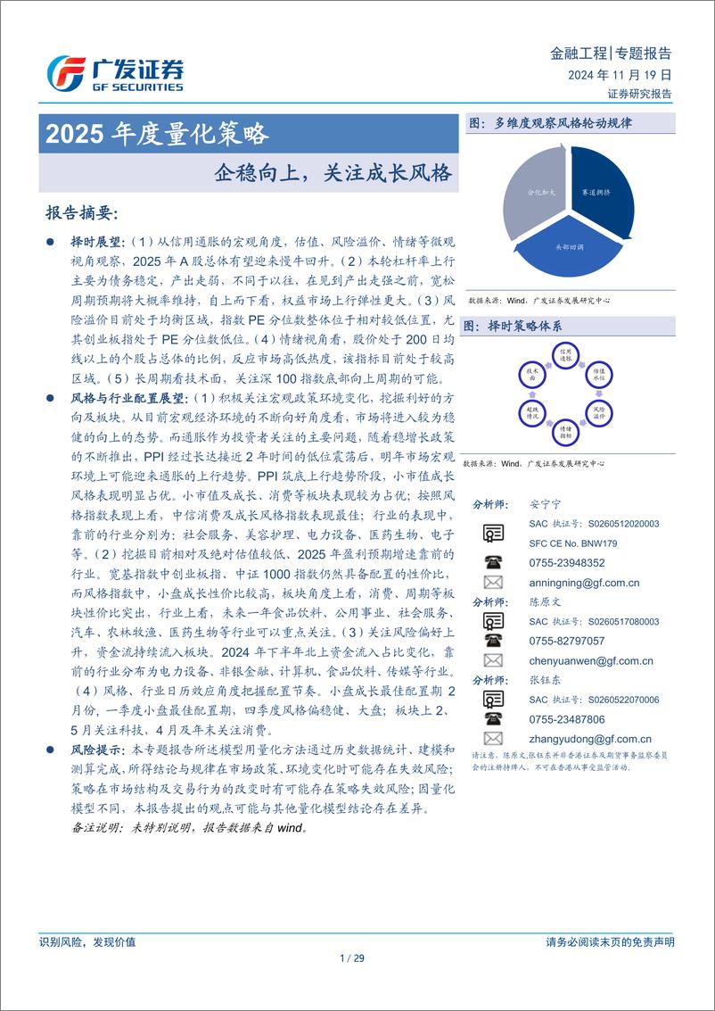 《2025年度量化策略：企稳向上，关注成长风格-241119-广发证券-29页》 - 第1页预览图