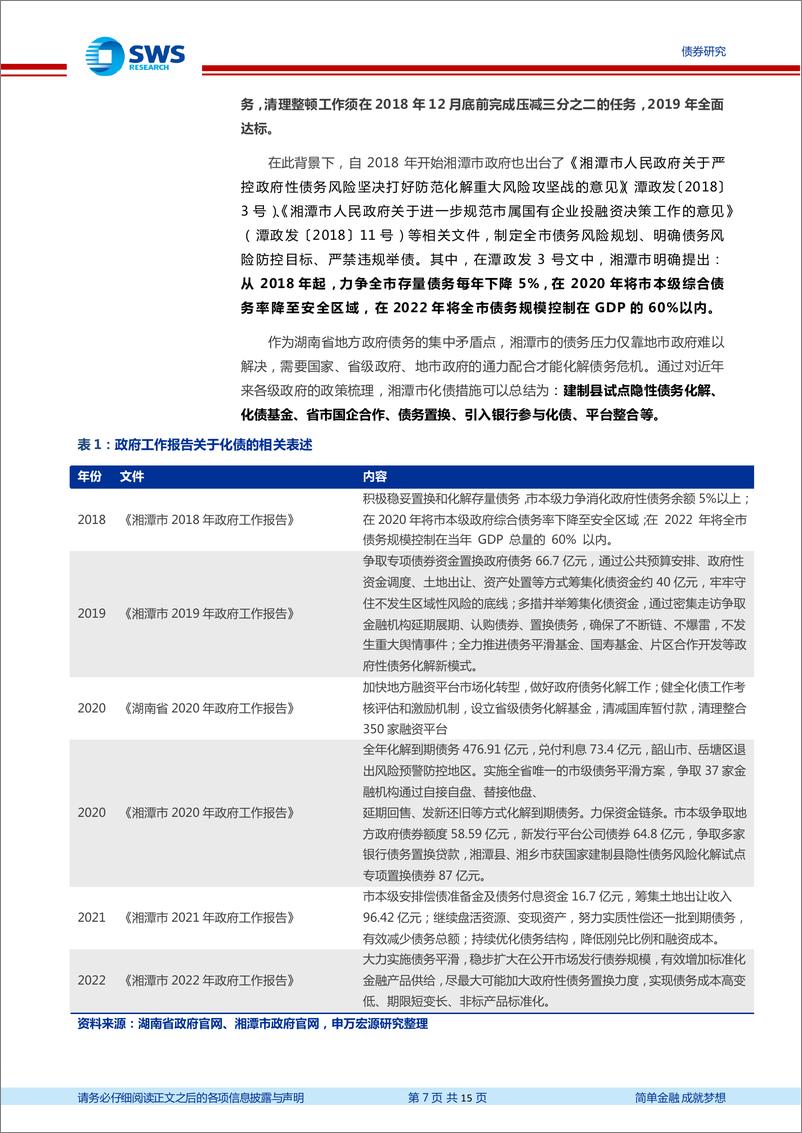 《地区化债经验分析及展望系列之二：湘潭市化债进展及前景分析-20221111-申万宏源-15页》 - 第8页预览图