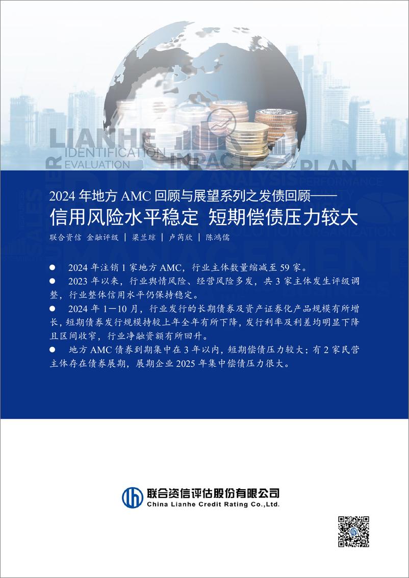 《2024年地方AMC回顾与展望系列之发债回顾—— 信用风险水平稳定 短期偿债压力较大》 - 第1页预览图