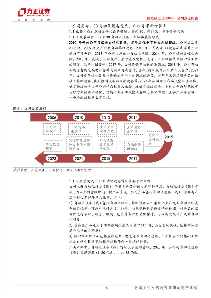 《博众精工(688097)公司深度报告：3C主业有望受益于苹果创新%2b自动化率提升，其他业务多元化布局打造新增长点-241020-方正证券-21页》 - 第5页预览图