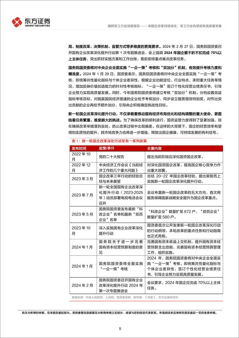 《国防军工行业央国企改革专题研究：央国企改革持续深化，军工行业有望迎来高质量发展-240313-东方证券-24页》 - 第5页预览图