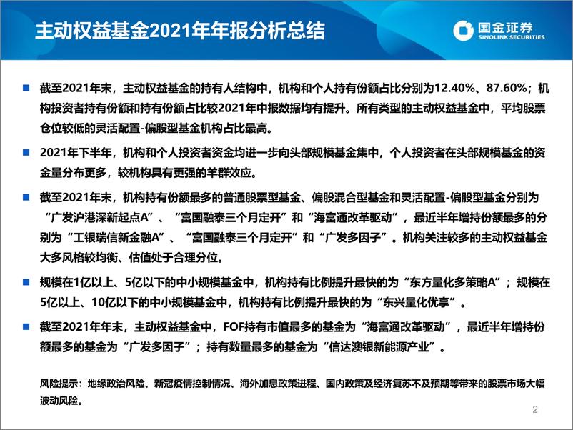 《主动权益基金2021年年报分析：机构持有比例微升，全年业绩“奖勤罚懒”-20220407-国金证券-20页》 - 第3页预览图