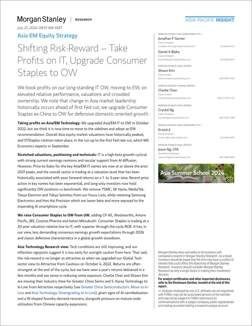 《Morgan Stanley-Asia EM Equity Strategy Shifting Risk-Reward – Take Profits...-109333441》 - 第1页预览图