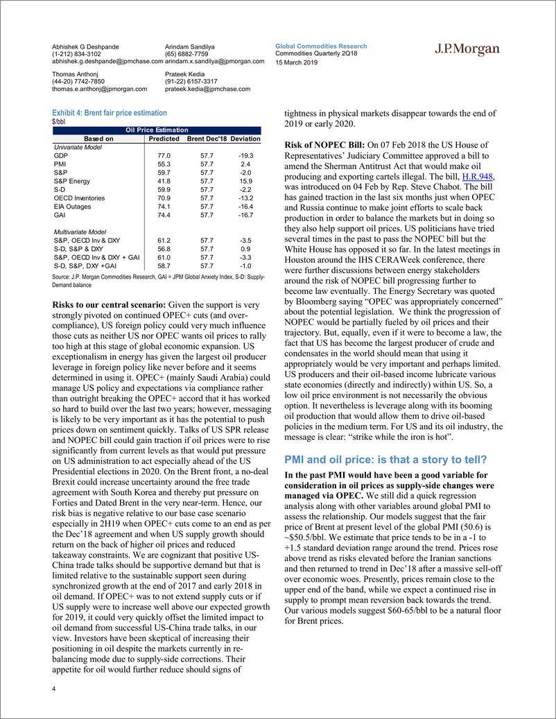 《J.P. 摩根-全球-石油与天然气行业-2019年Q1石油市场季报：美国利用其能源例外主义-2019.3.15-38页》 - 第5页预览图
