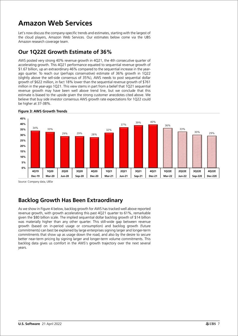《瑞银-美股软件行业-2022年第1季度AWS、微软Azure和谷歌云预览-2022.4.21-25页》 - 第8页预览图