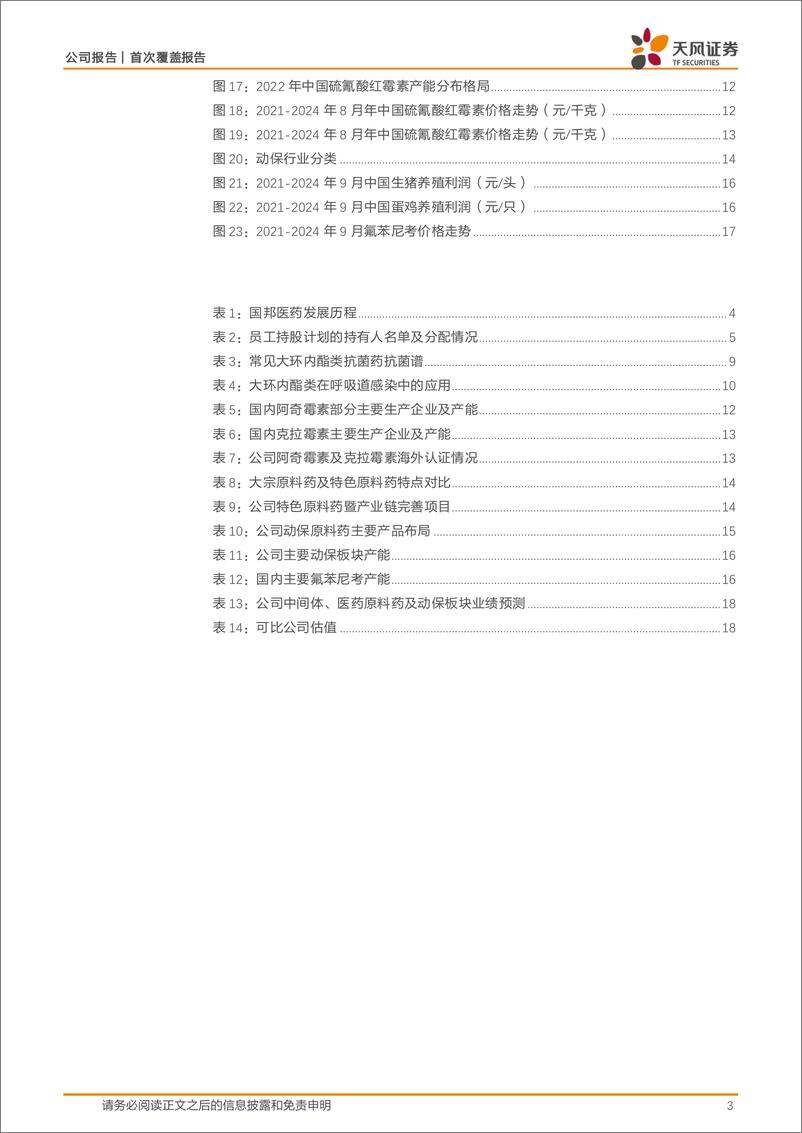 《国邦医药(605507)医药板块稳定增长，动保业务弹性可观-241014-天风证券-21页》 - 第3页预览图