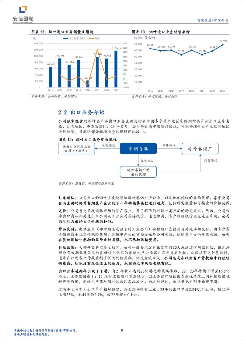 《中烟香港(6055.HK)烟草进口量价齐升，卷烟出口增长强劲-240619-安信国际-24页》 - 第8页预览图