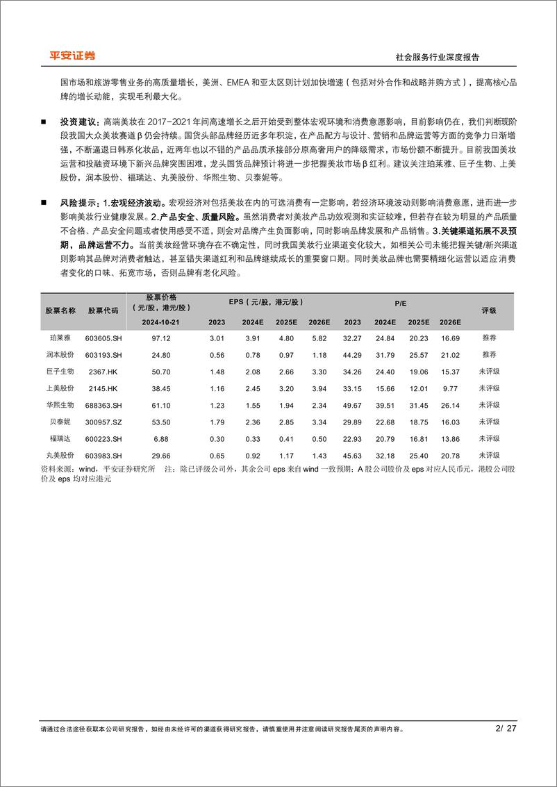 《社会服务行业深度报告_美丽消费专题_从海外三大美妆集团中报看大众国货β机会》 - 第2页预览图