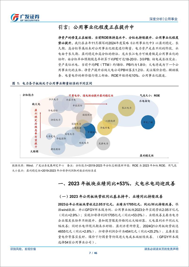 《公用事业行业2023年报总结：高ROE加速修复净资产，新三部曲夯实公用事业化-240506-广发证券-46页》 - 第7页预览图