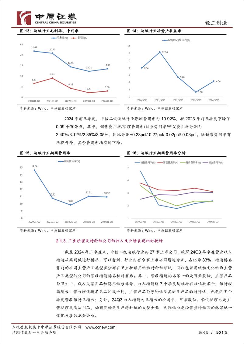 《轻工制造行业专题研究：轻工制造行业2024年三季报总结，业绩整体承压，出口相对较好，需求预期改善-241106-中原证券-21页》 - 第8页预览图