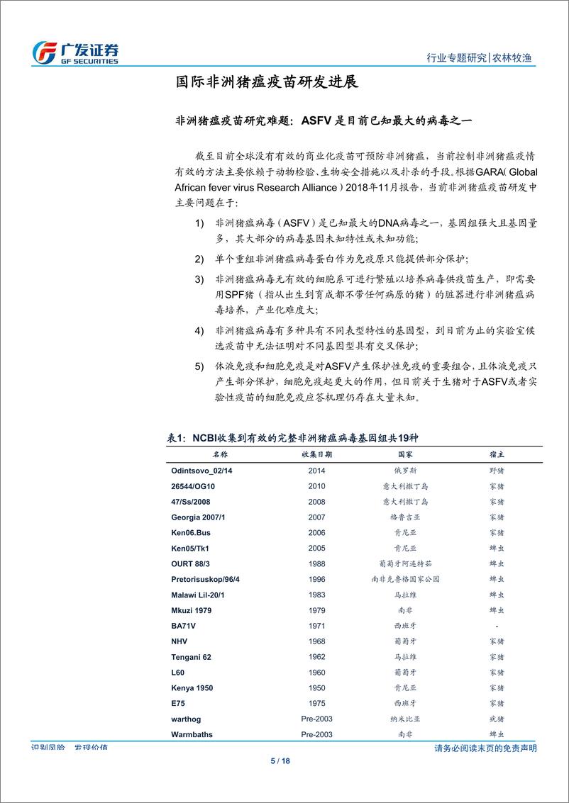 《农林牧渔行业非洲猪瘟疫苗专题报告：非瘟疫苗有望带来新增长点，关注研发进展-20190804-广发证券-18页》 - 第6页预览图