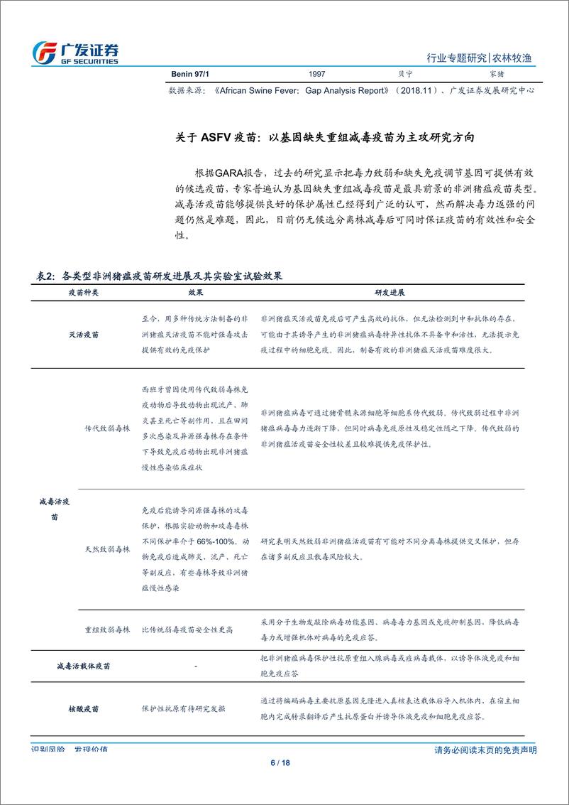 《农林牧渔行业非洲猪瘟疫苗专题报告：非瘟疫苗有望带来新增长点，关注研发进展-20190804-广发证券-18页》 - 第7页预览图