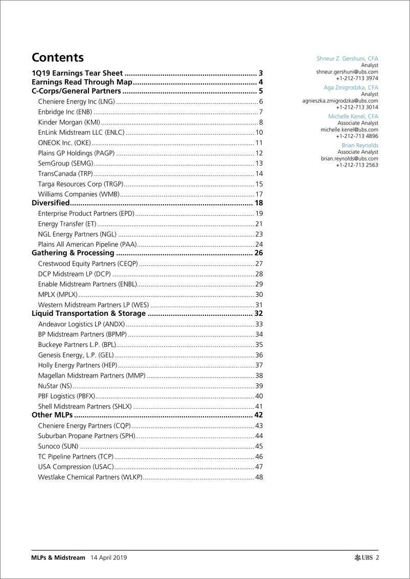 《瑞银-美股-能源行业-2019年Q1美国MLPs与中游服务商业绩手册-2019.4.14-56页》 - 第3页预览图