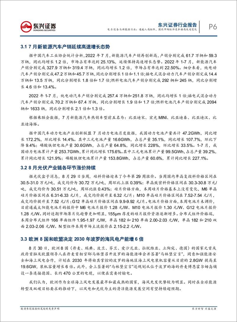 《电力设备与新能源行业月报（2022年9月）：通威入局组件，国内市场组件竞争格局或迎变化-20220909-东兴证券-22页》 - 第7页预览图