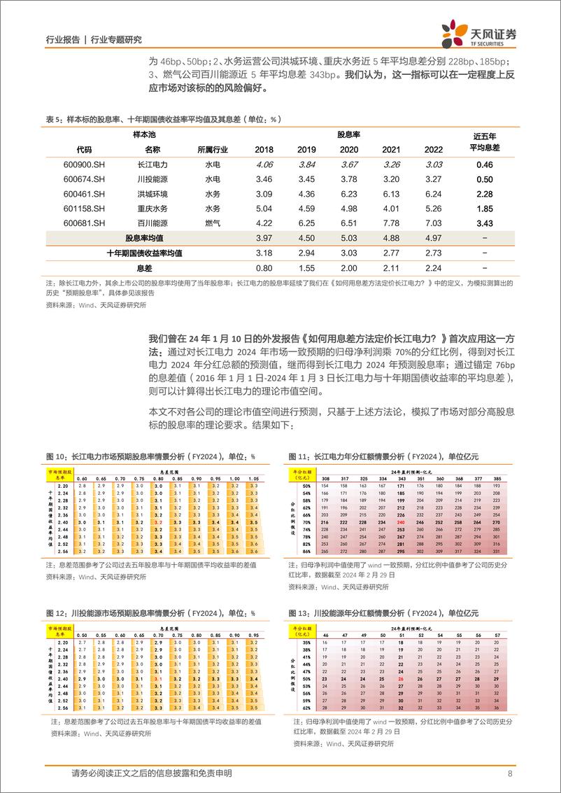 《环保行业天风公用环保二月可转债报告：降息周期下，哪些高股息资产更具优势？-240309-天风证券-20页》 - 第8页预览图