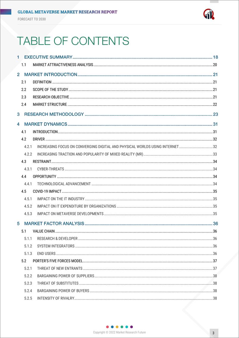 《元宇宙市场规模调研 Metaverse Market Research Report Forecast Till 2030-MRFR-2022-137页》 - 第2页预览图