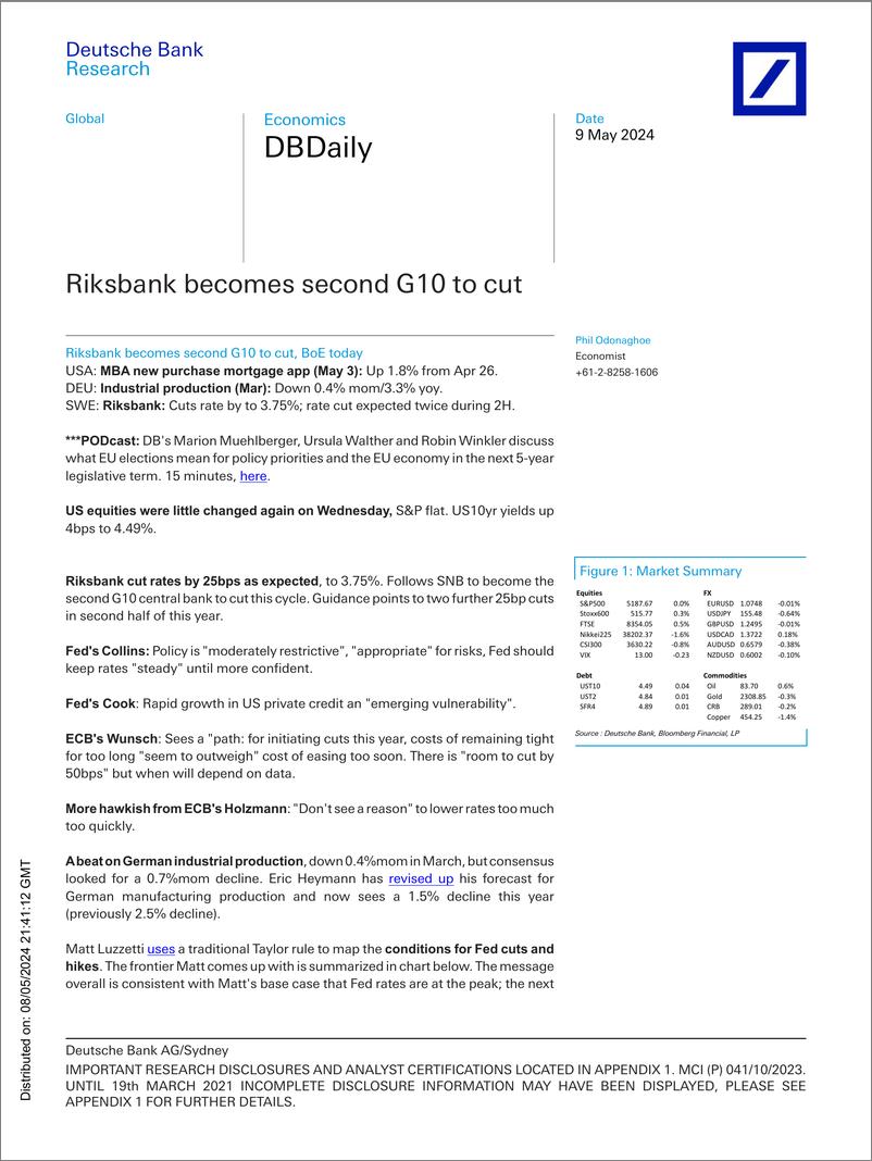 《Deutsche Bank-DBDaily Riksbank becomes second G10 to cut-108125312》 - 第1页预览图