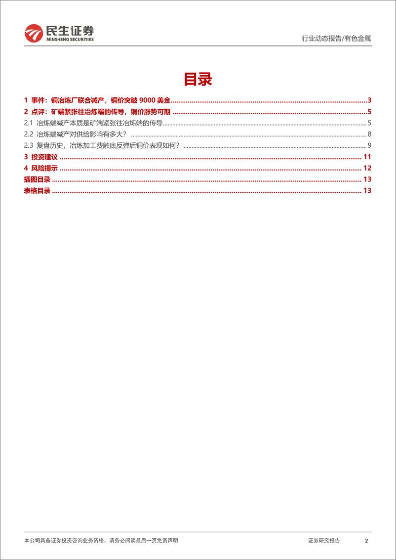 《铜行业动态报告：矿端紧张到铜产量下降传导即将完成，铜价进入主升浪-240319-民生证券-14页》 - 第2页预览图