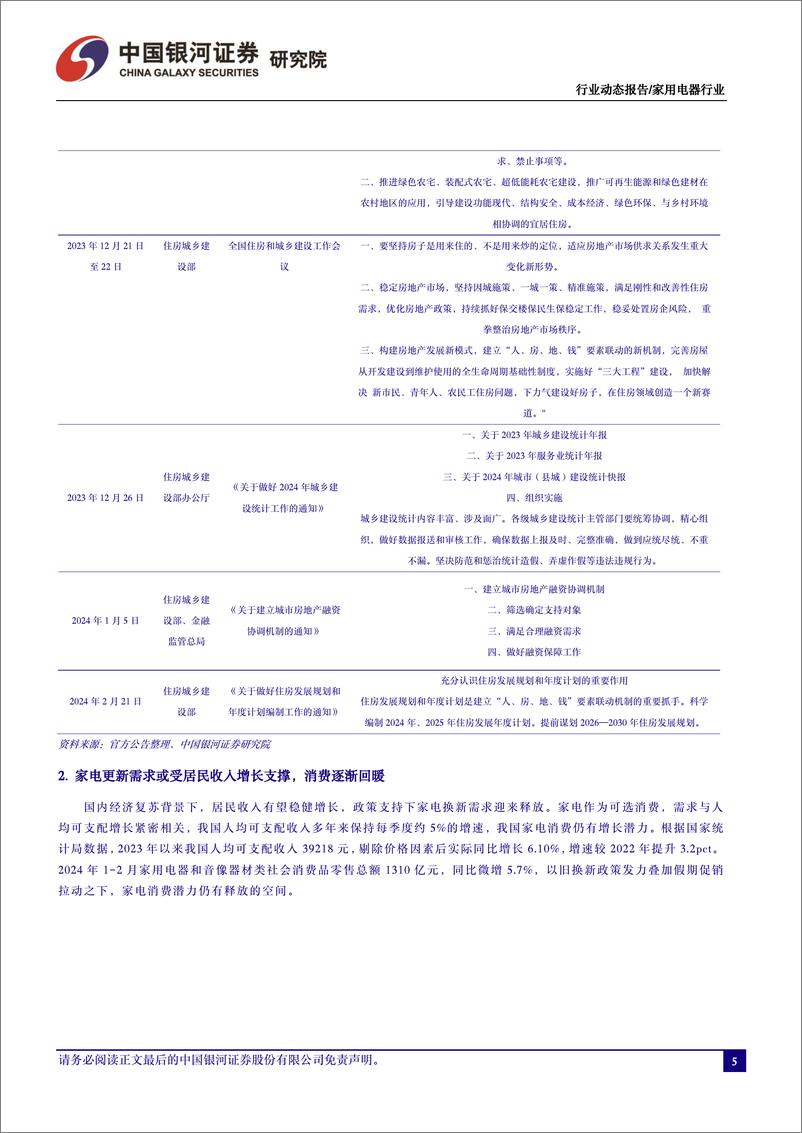 《家电行业3月动态跟踪：出口延续强劲，布局业绩披露窗口期-240410-银河证券-20页》 - 第5页预览图