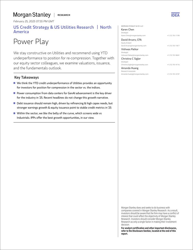 《Morgan Stanley Fixed-US Credit Strategy  US Utilities Research Power Play-113708228》 - 第1页预览图