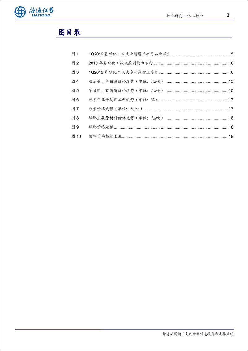 《化工行业年报：行业整体景气度下行，看好农化、减水剂、染料等子行业-20190508-海通证券-21页》 - 第4页预览图