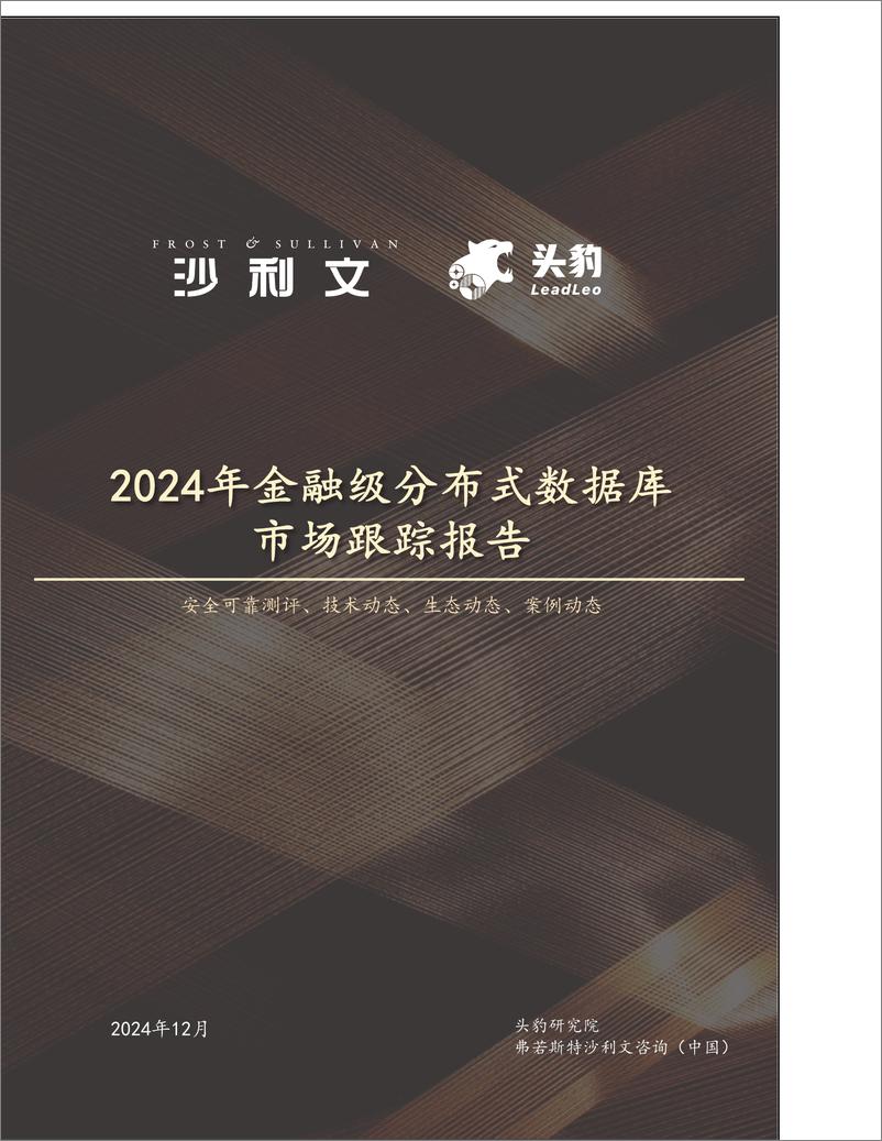 《2024年中国金融级分布式数据库市场跟踪报告-23页》 - 第1页预览图