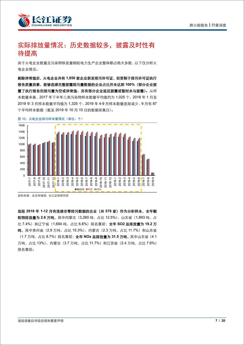 《环保及公用事业行业排污大数据之二：大数据跟踪全国2000家火电厂，从月度排污量预测火电发电量-20191106-长江证券-20页》 - 第8页预览图