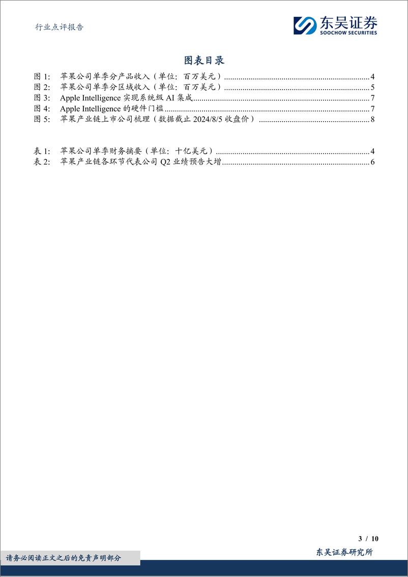 《电子行业点评报告：苹果业绩超预期，看好AI终端生态拉动产业链成长-240805-东吴证券-10页》 - 第3页预览图