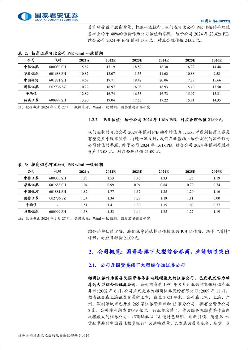 《招商证券(600999)首次覆盖报告：大型中央国资券商，协同发力一流投行-240929-国泰君安-16页》 - 第5页预览图