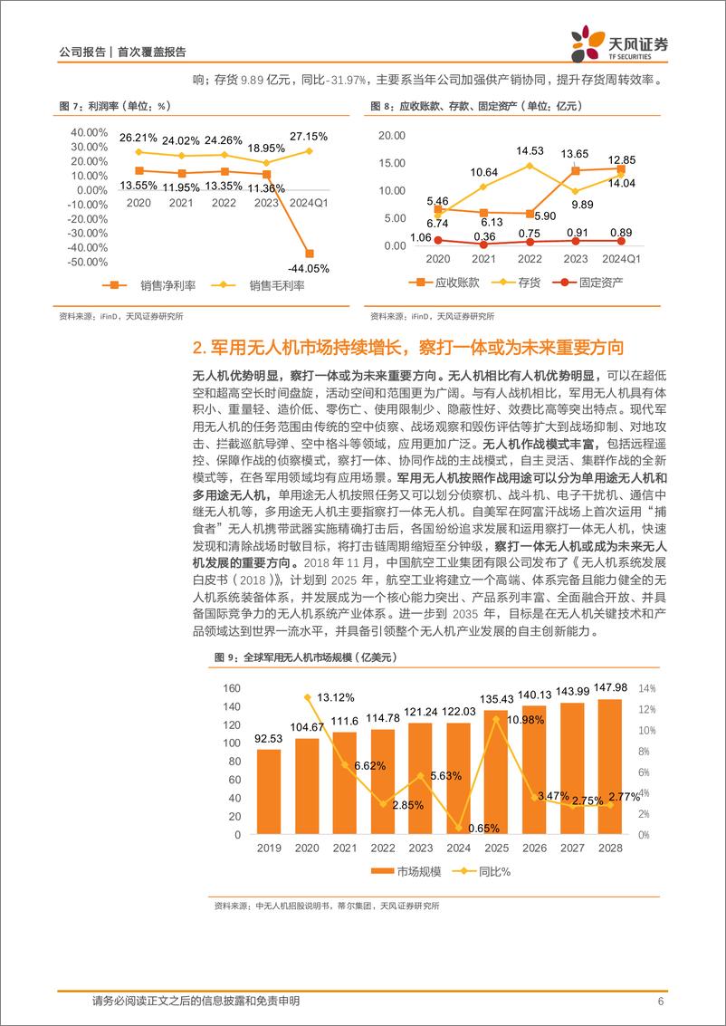 《中无人机(688297)大型固定翼长航时无人机系统领军企业，国内外业务双轮驱动-240802-天风证券-11页》 - 第6页预览图