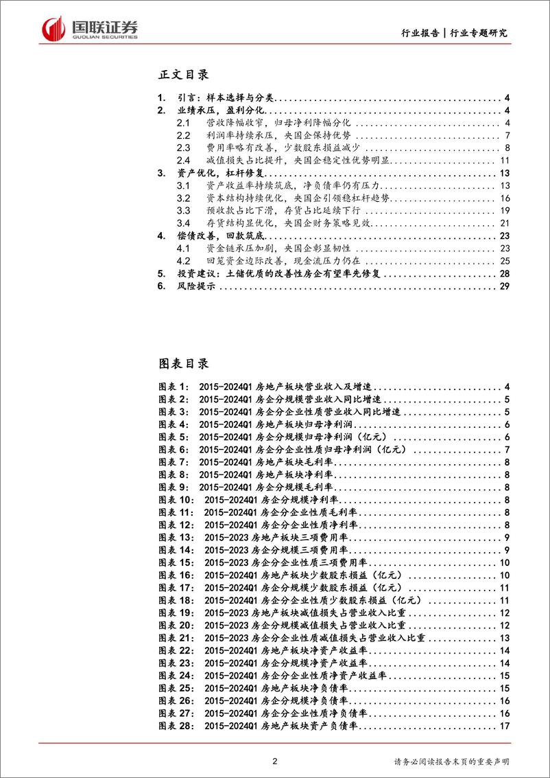 《房地产行业2023年报及2024年一季度财报综述：行业持续筑底，央国企边际改善-240515-国联证券-30页》 - 第2页预览图